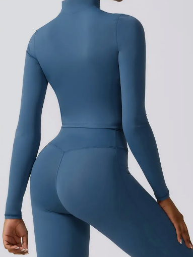 High Collar Zip-Up Sports Jacket