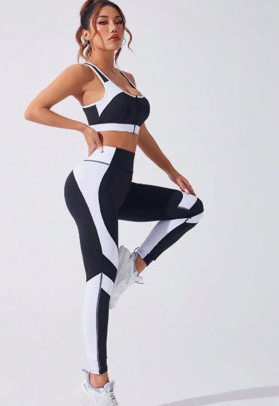 Black and White Sculpt Top and Leggings